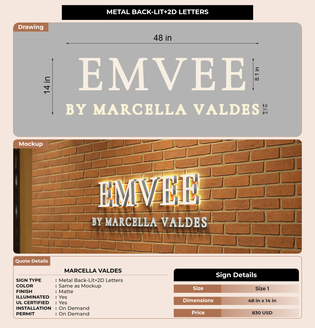 CUSTOM MOCKUP SIGN FOR Marcella Valdes