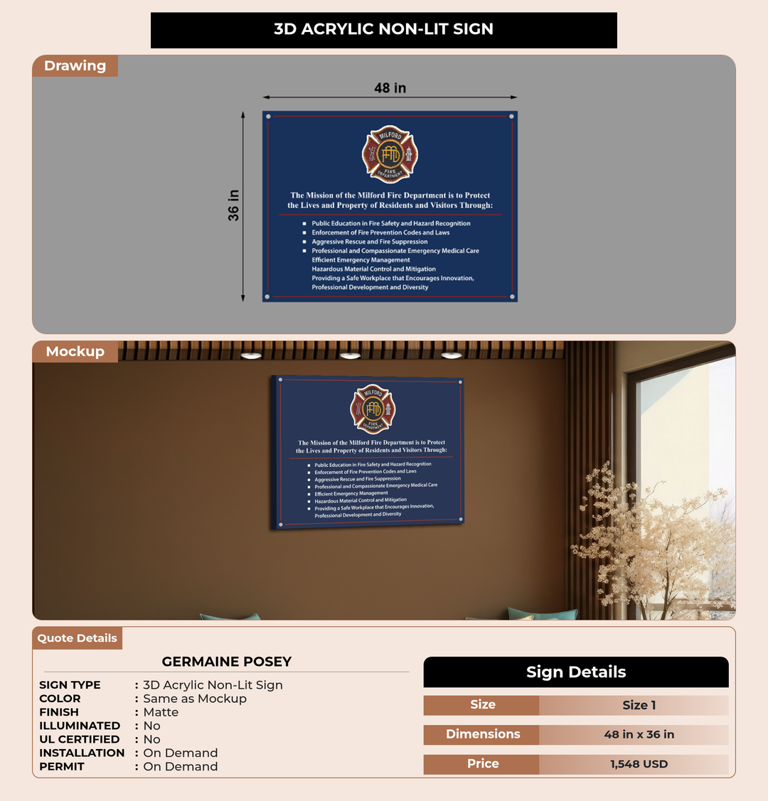 CUSTOM MOCKUP SIGN FOR Germaine Posey