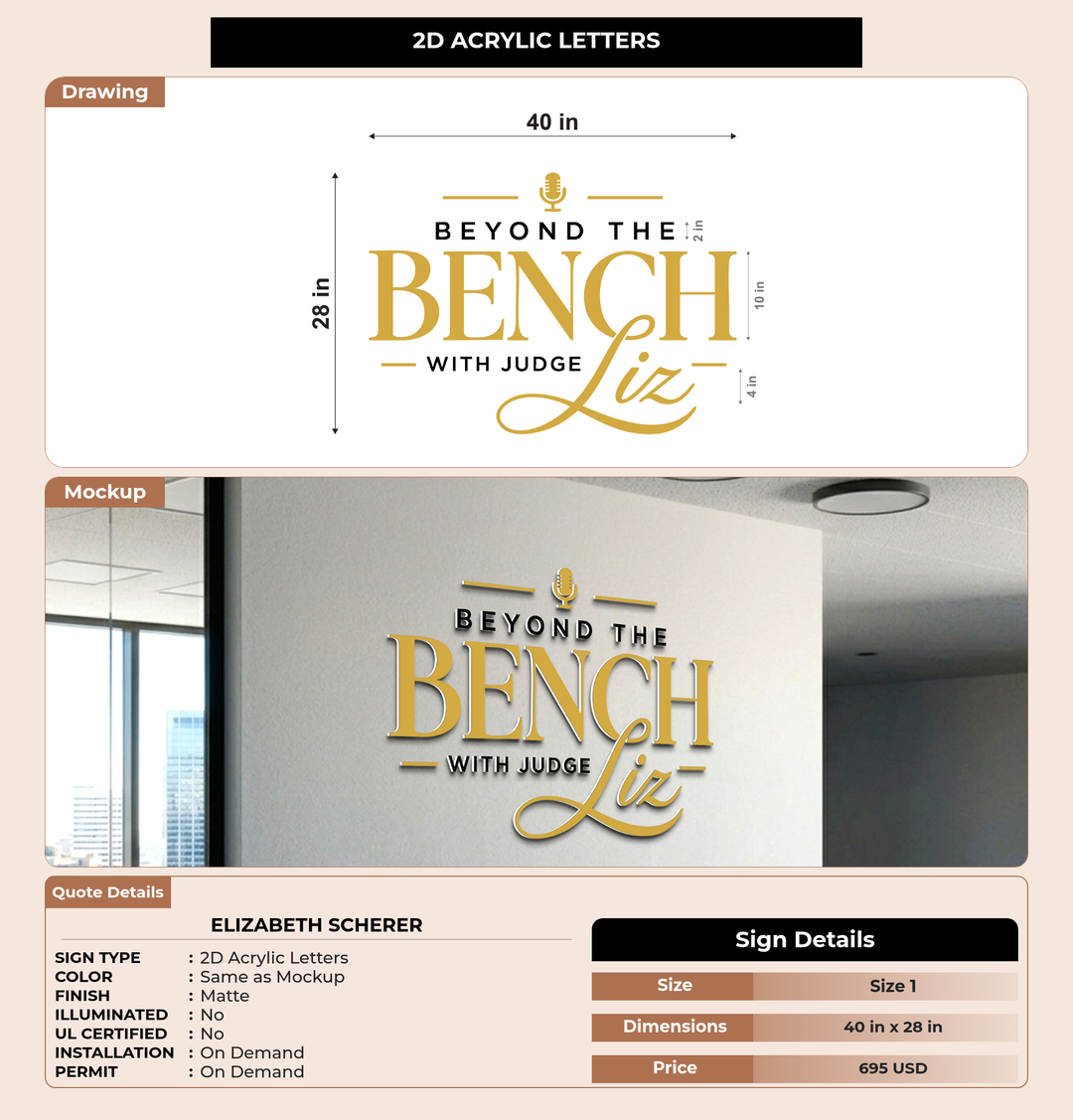 CUSTOM MOCKUP SIGN FOR Elizabeth Scherer