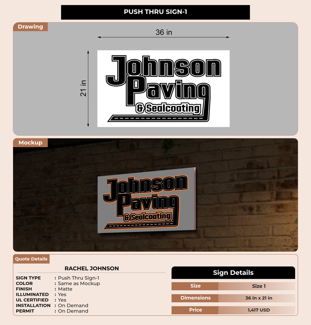 CUSTOM MOCKUP SIGN FOR Rachel Johnson