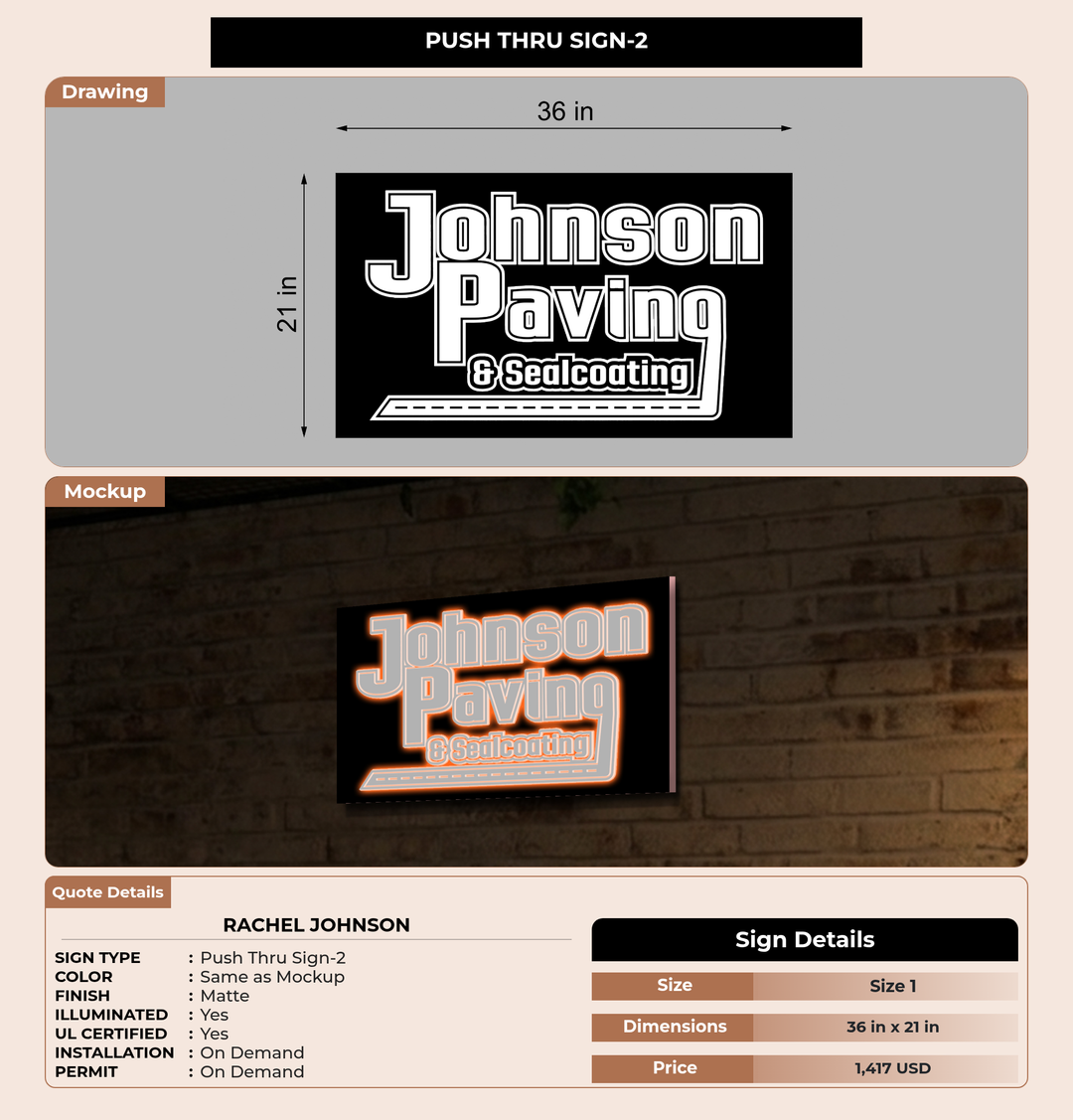 CUSTOM MOCKUP SIGN FOR Rachel Johnson
