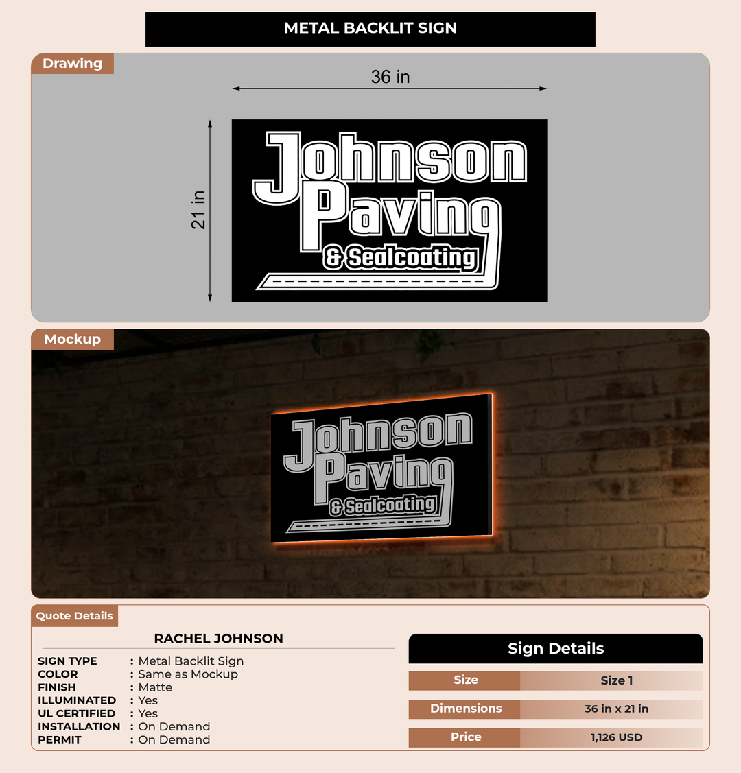 CUSTOM MOCKUP SIGN FOR Rachel Johnson