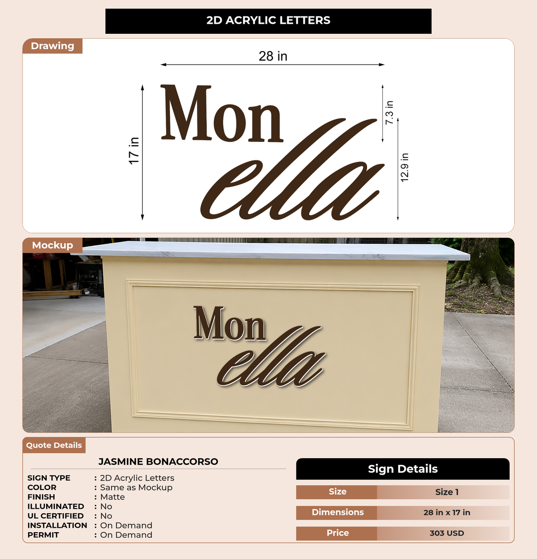 CUSTOM MOCKUP SIGN FOR Jasmine Bonaccorso