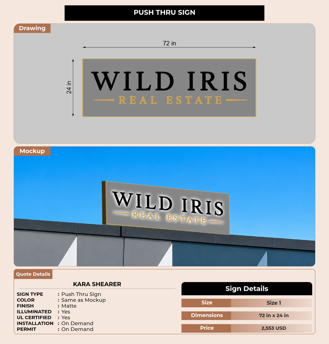 CUSTOM MOCKUP SIGN FOR Kara Shearer