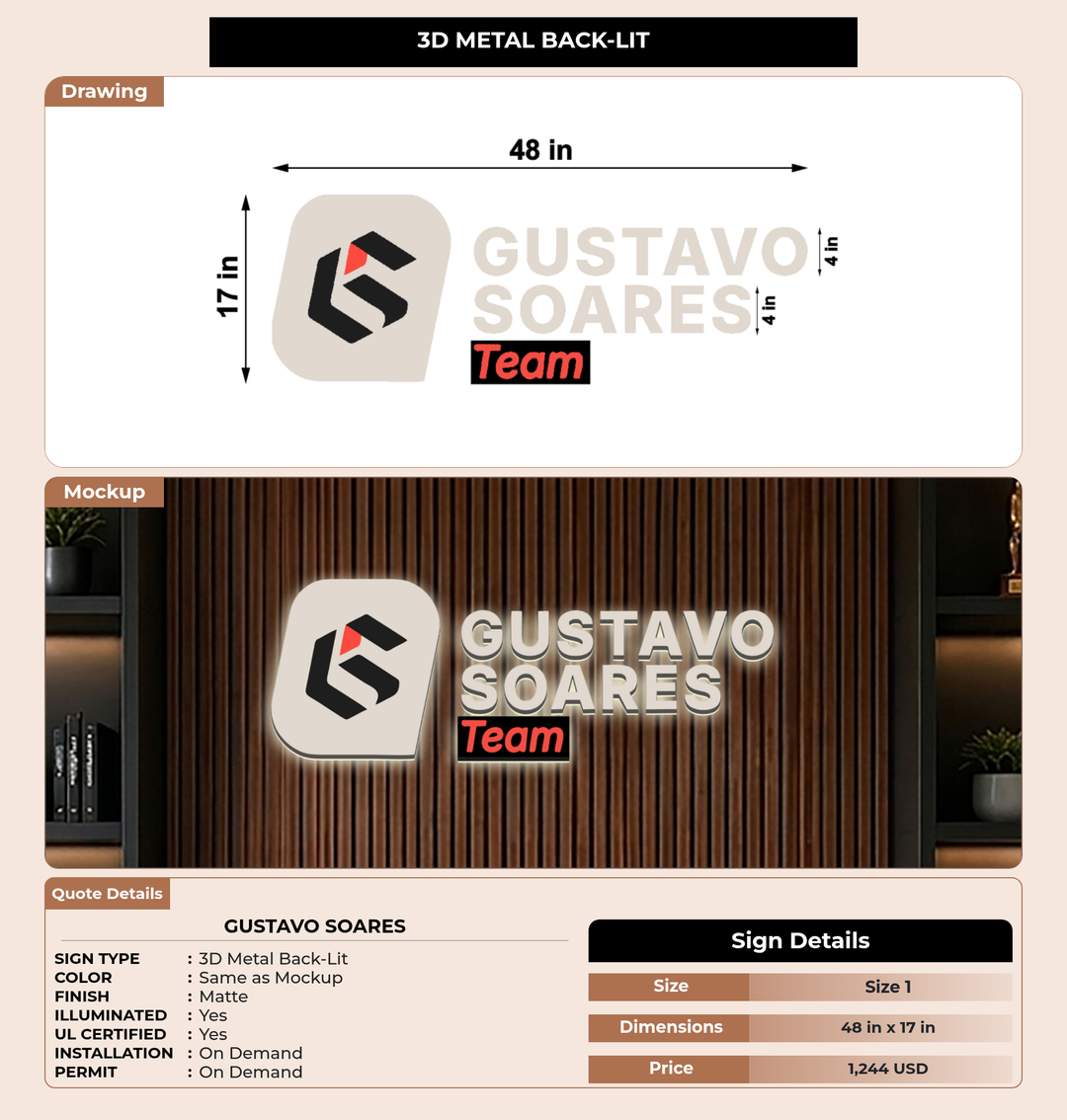 CUSTOM MOCKUP SIGN FOR Gustavo Soares(Payment for sign Upgrade)
