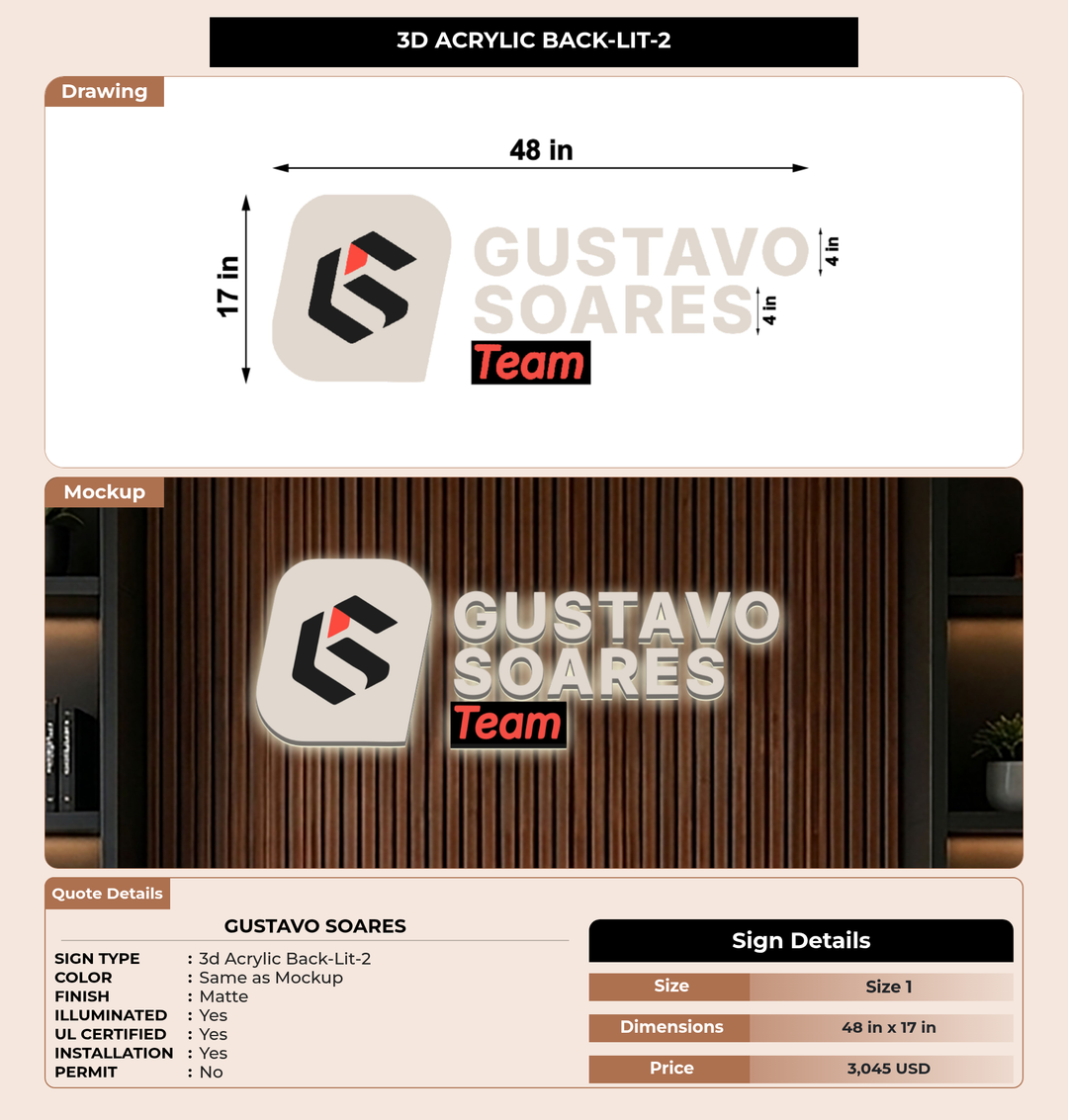 CUSTOM MOCKUP SIGN FOR Gustavo Soares(Payment for sign Upgrade)