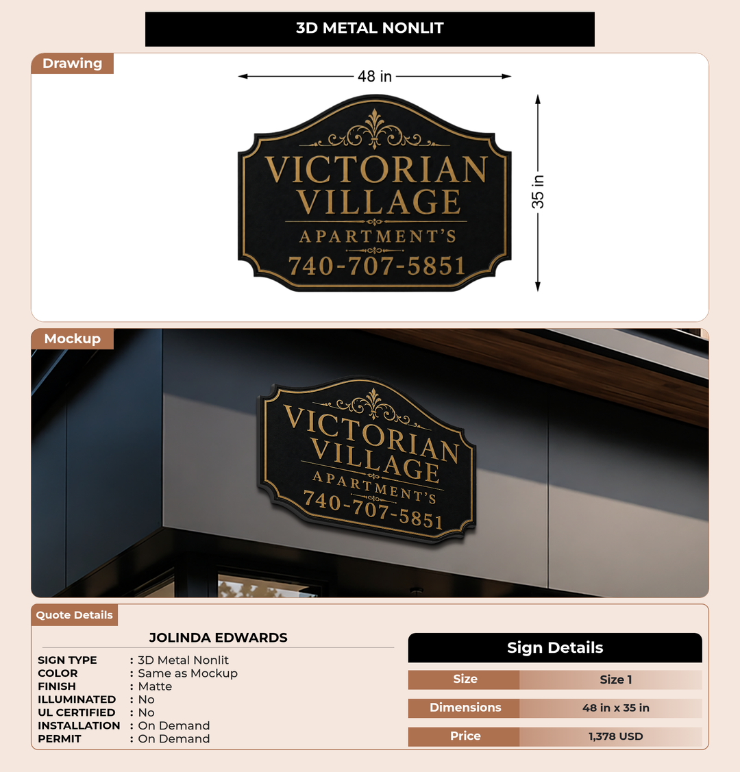 CUSTOM MOCKUP SIGN FOR Jolinda Edwards