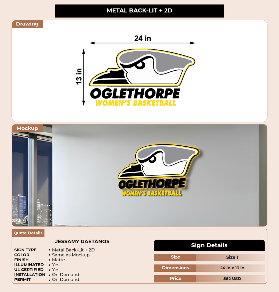 CUSTOM MOCKUP SIGN FOR Jessamy Gaetanos
