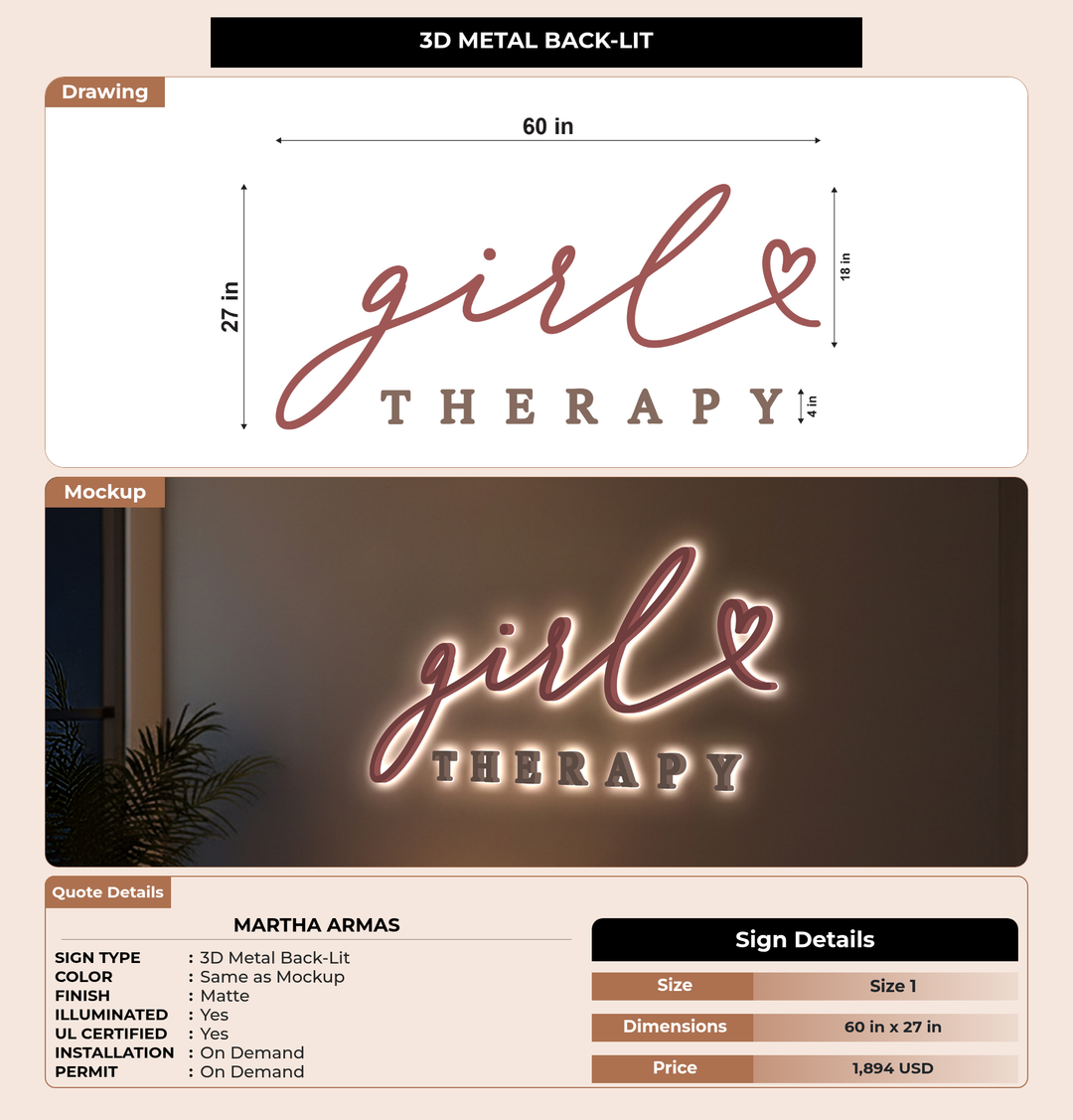 CUSTOM MOCKUP SIGN FOR Martha Armas