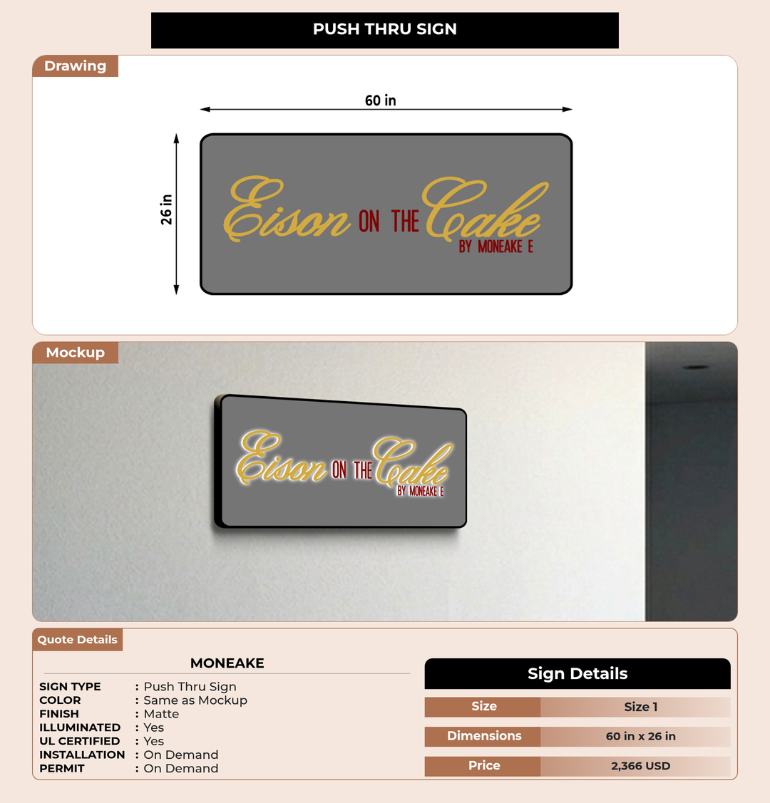 CUSTOM MOCKUP SIGN FOR Moneake