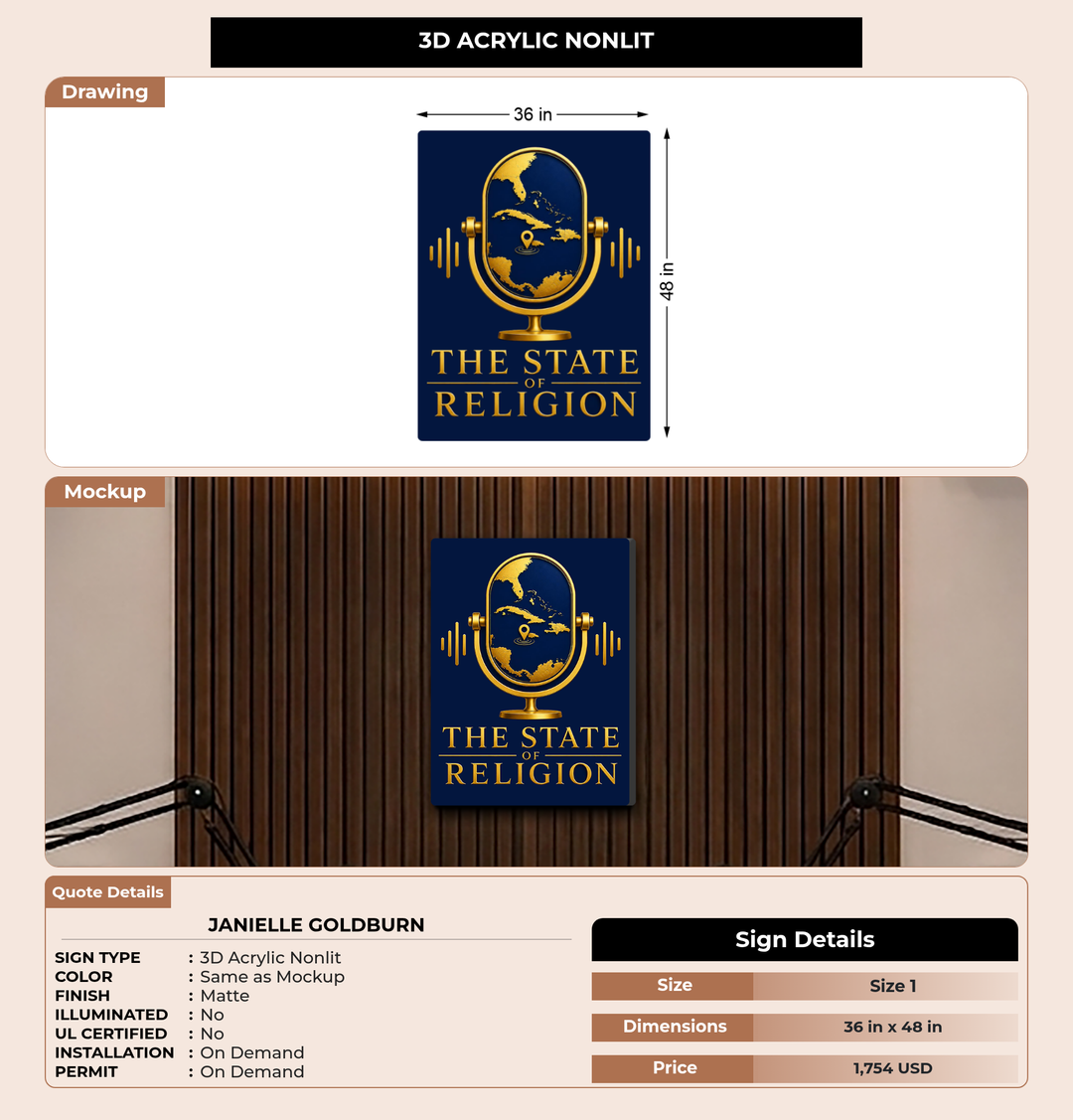 CUSTOM MOCKUP SIGN FOR Janielle Goldburn