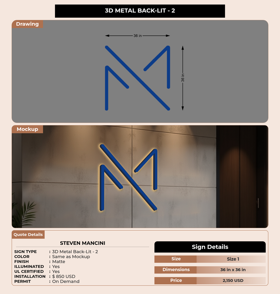 CUSTOM MOCKUP SIGN FOR Steven Mancini