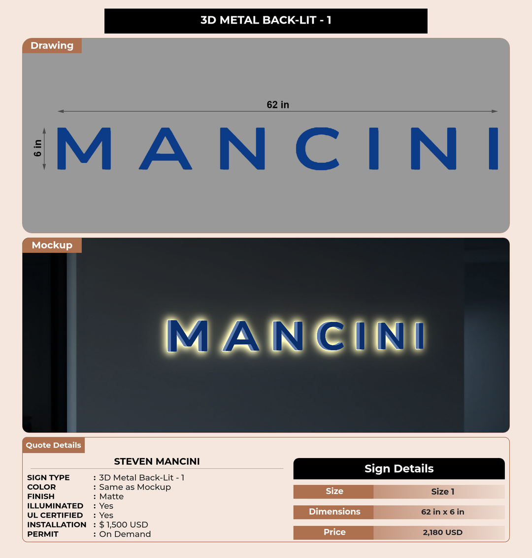 CUSTOM MOCKUP SIGN FOR Steven Mancini