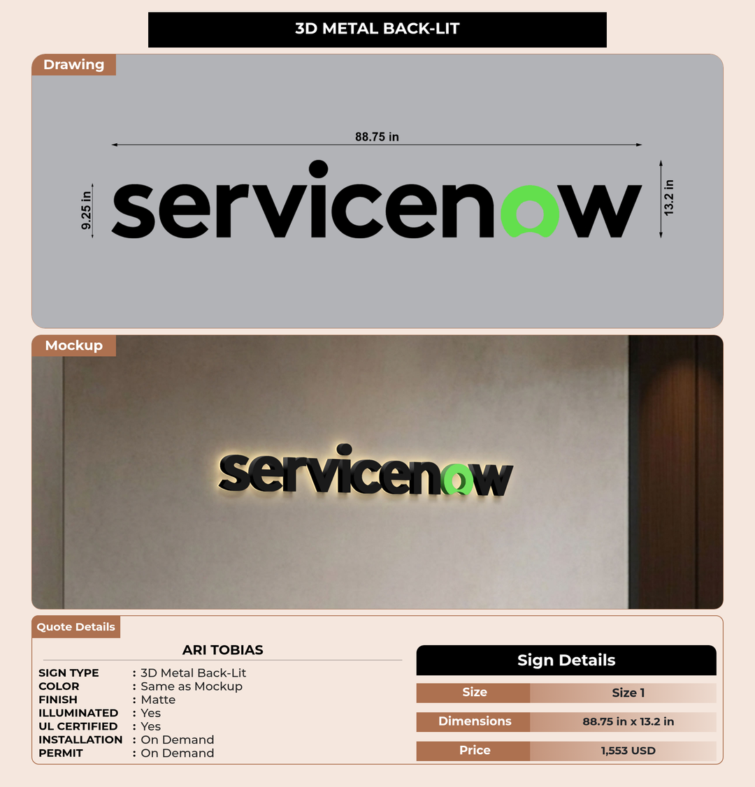 CUSTOM MOCKUP SIGN FOR Ari Tobias