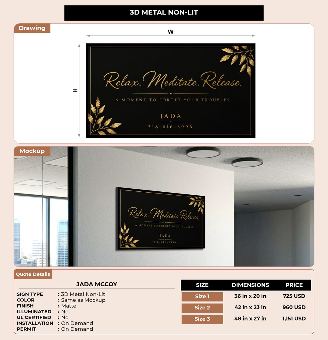 CUSTOM MOCKUP SIGN FOR Jada McCoy