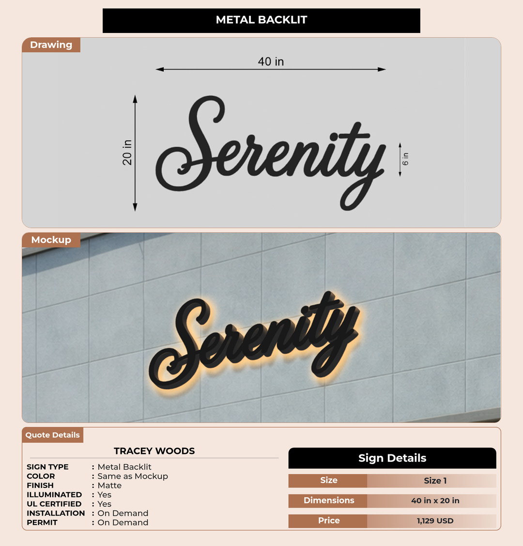 CUSTOM MOCKUP SIGN FOR Tracey Woods