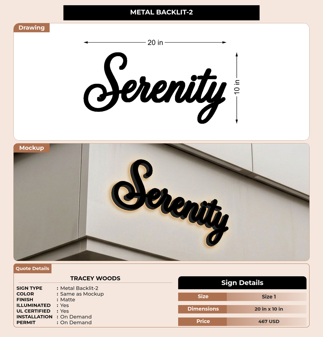 CUSTOM MOCKUP SIGN FOR Tracey Woods