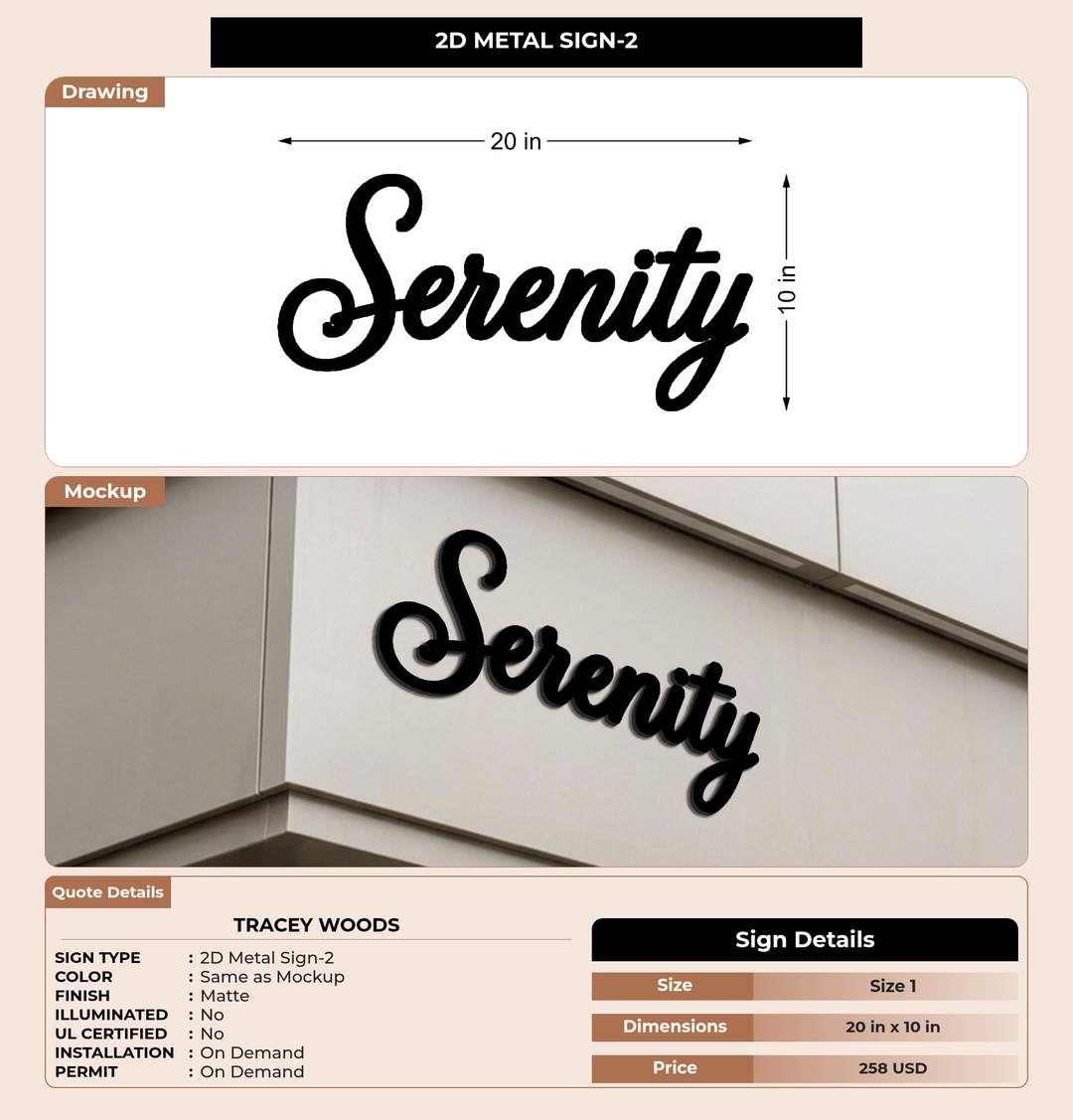 CUSTOM MOCKUP SIGN FOR Tracey Woods