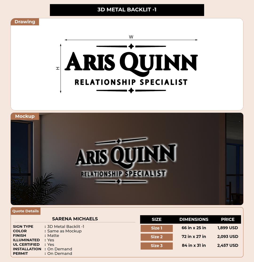 CUSTOM MOCKUP SIGN FOR SARENA MICHAELS