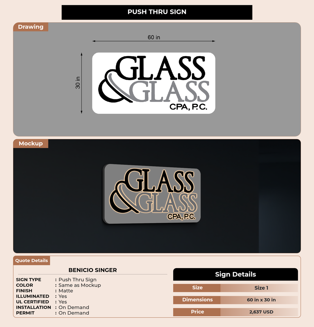 CUSTOM MOCKUP SIGN FOR Benicio Singer