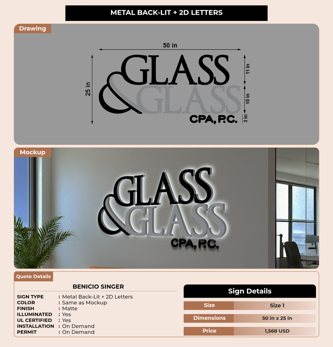CUSTOM MOCKUP SIGN FOR Benicio Singer