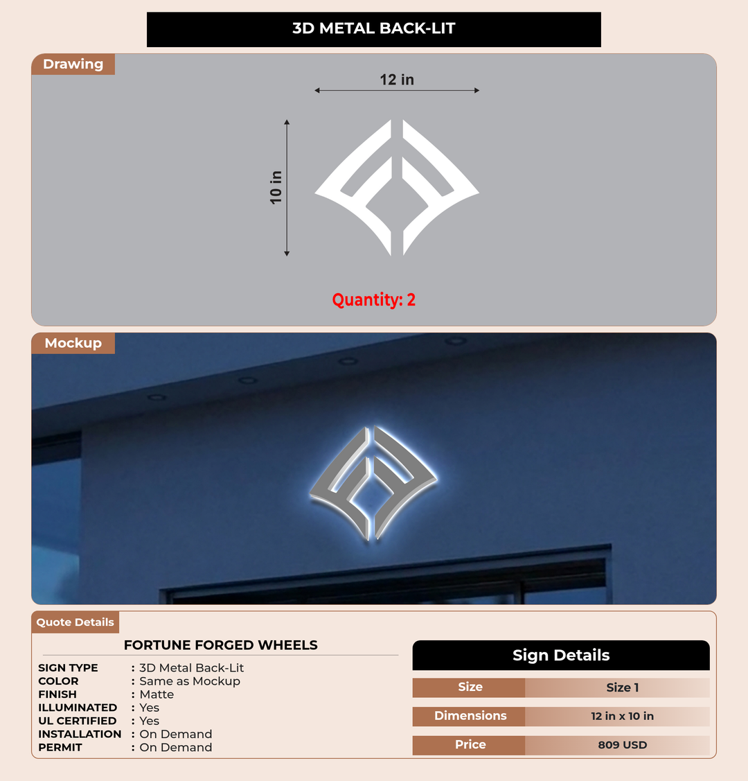 CUSTOM MOCKUP SIGN FOR Fortune Forged Wheels
