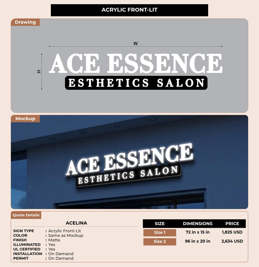 CUSTOM MOCKUP SIGN FOR Acelina