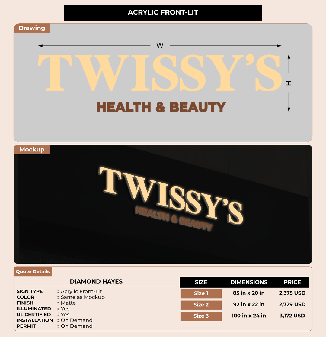 CUSTOM MOCKUP SIGN FOR Diamond Hayes