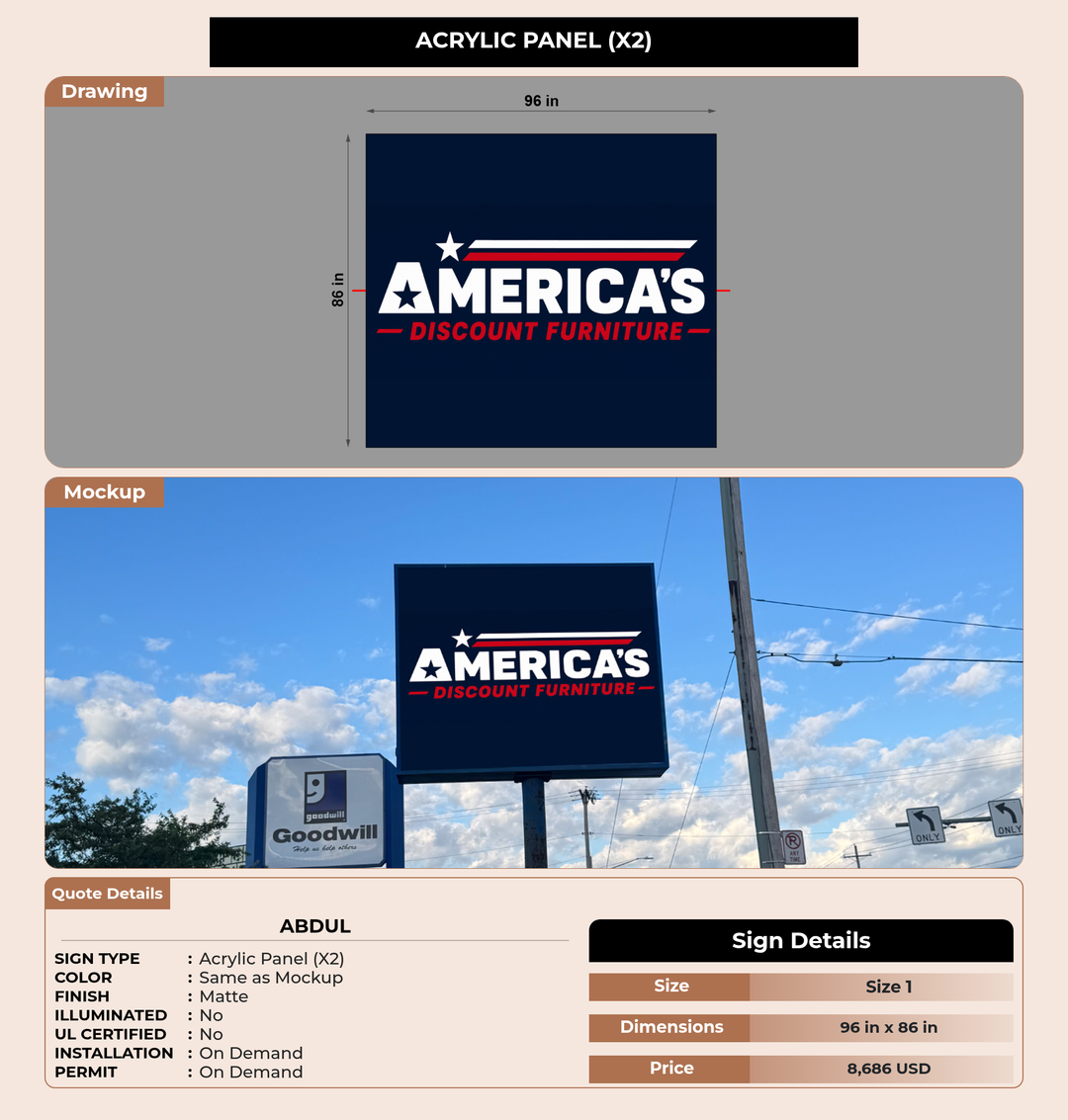 CUSTOM MOCKUP SIGN FOR Abdul