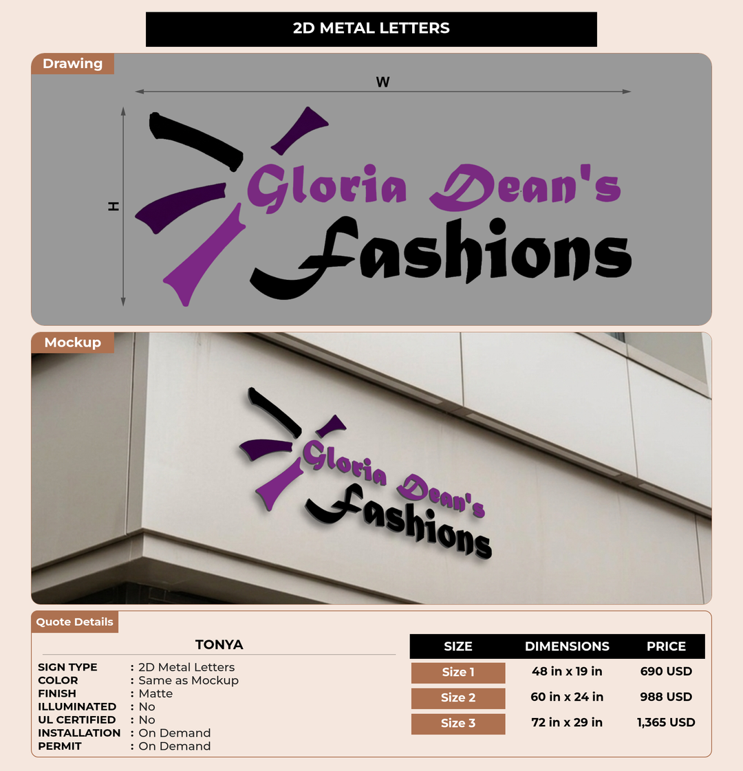 CUSTOM MOCKUP SIGN FOR Tonya