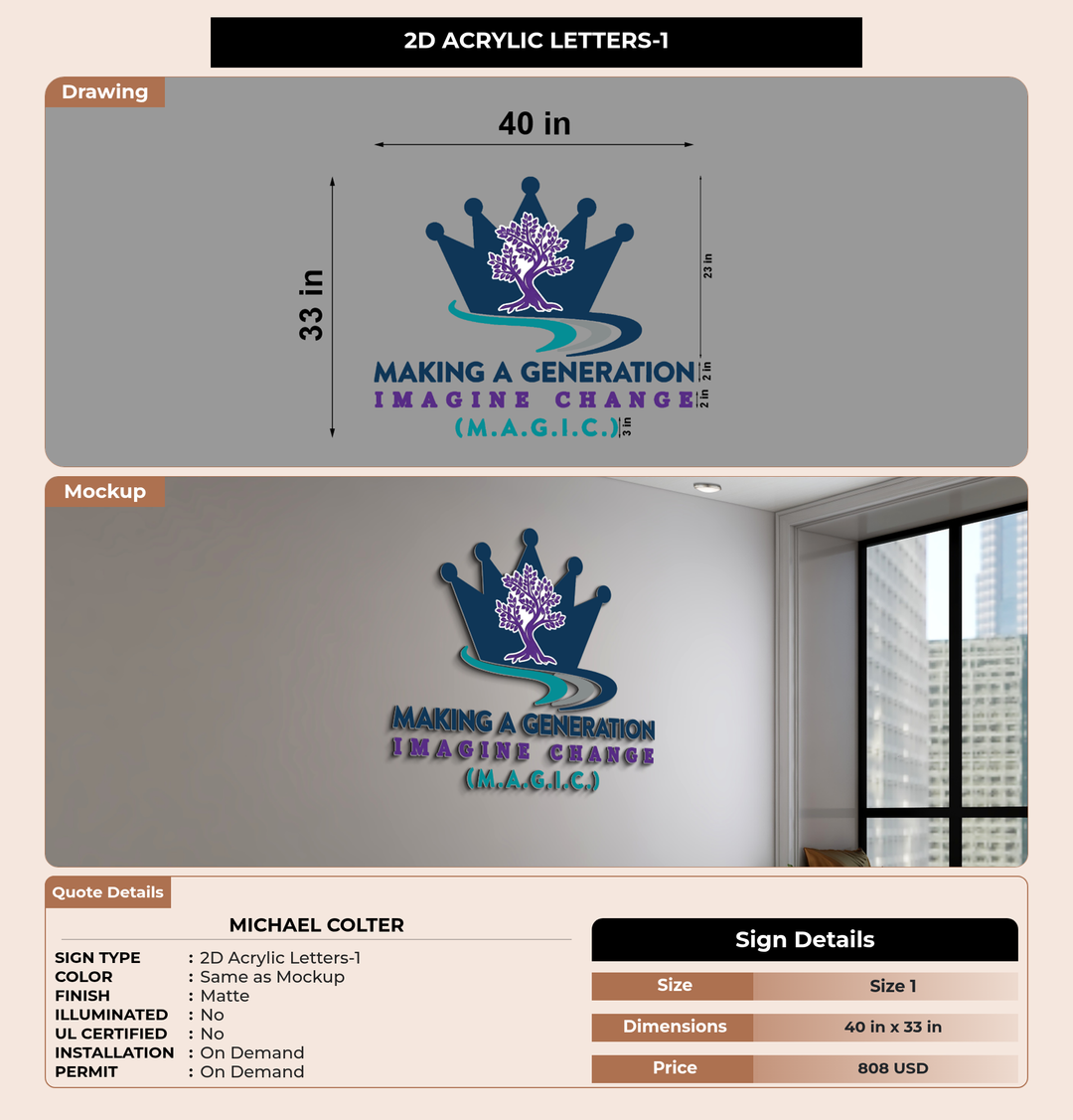 CUSTOM MOCKUP SIGN FOR Michael Colter