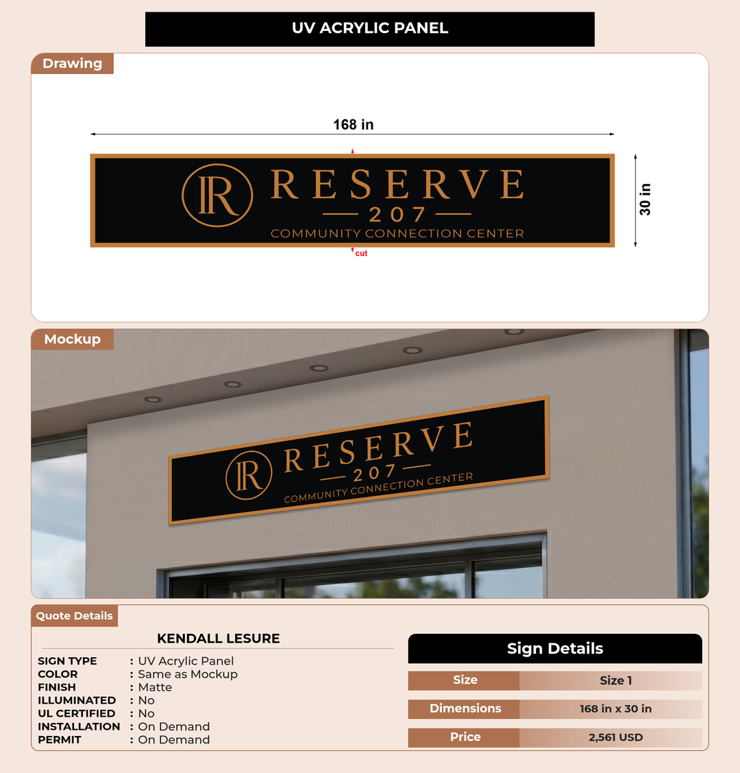 CUSTOM MOCKUP SIGN FOR Kendall LeSure