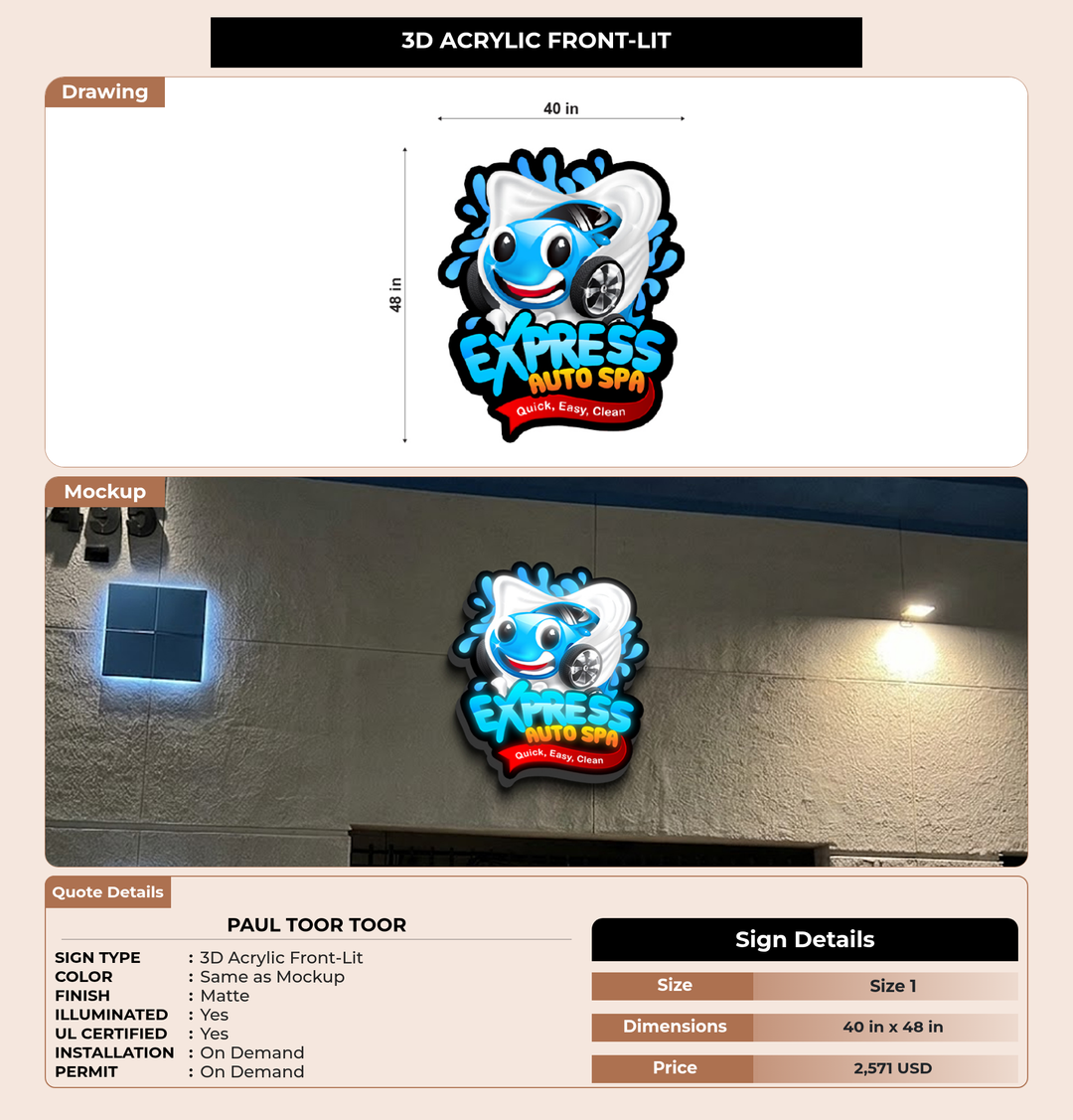 CUSTOM MOCKUP SIGN FOR Paul Toor Toor