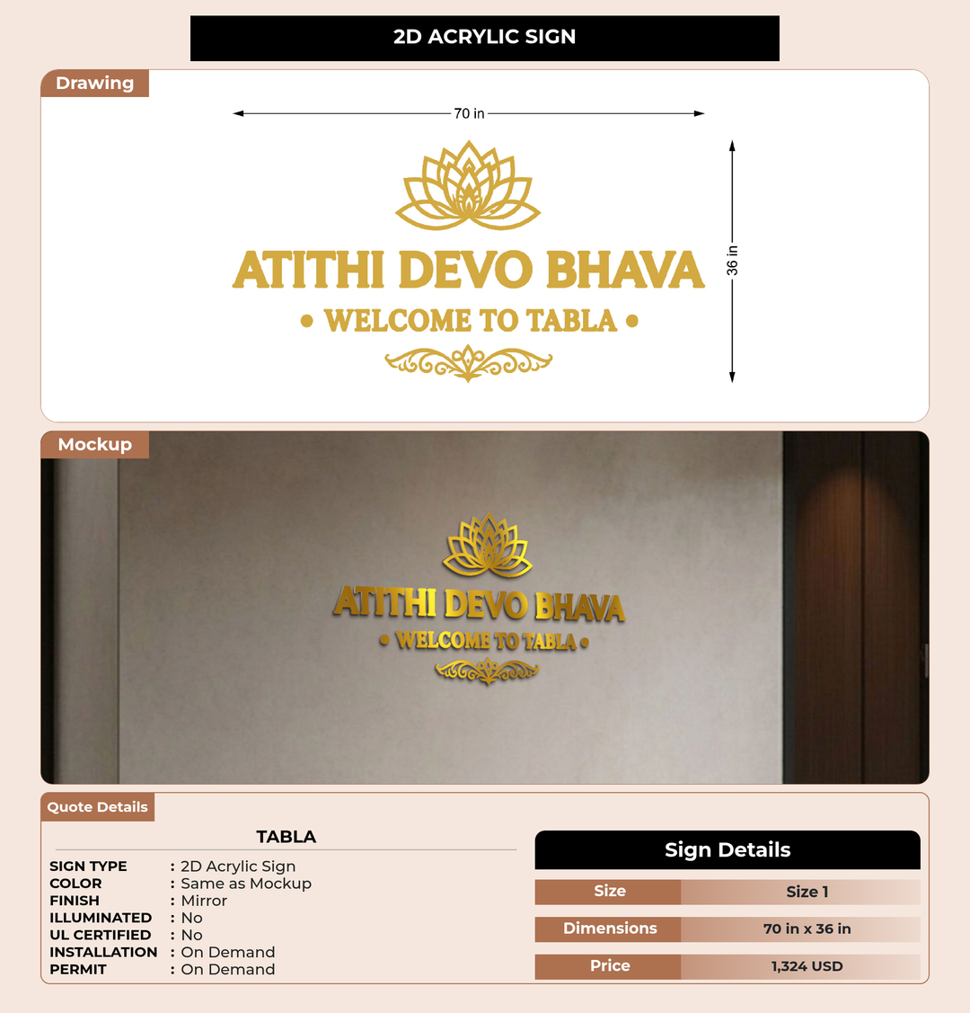 CUSTOM MOCKUP SIGN FOR Tabla