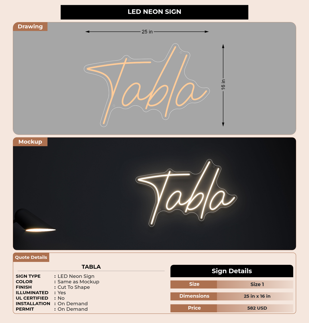 CUSTOM MOCKUP SIGN FOR Tabla