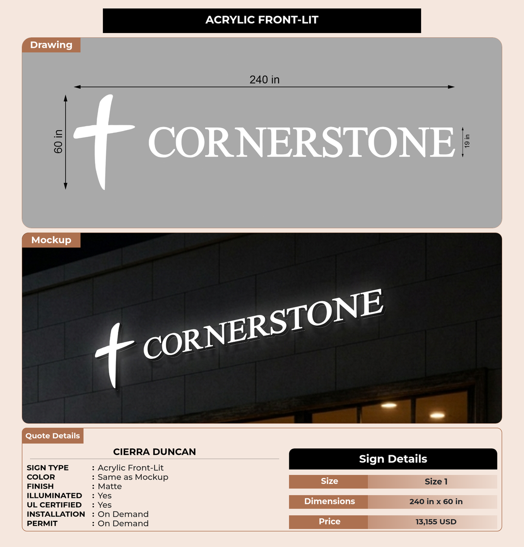 CUSTOM MOCKUP SIGN FOR Cierra Duncan