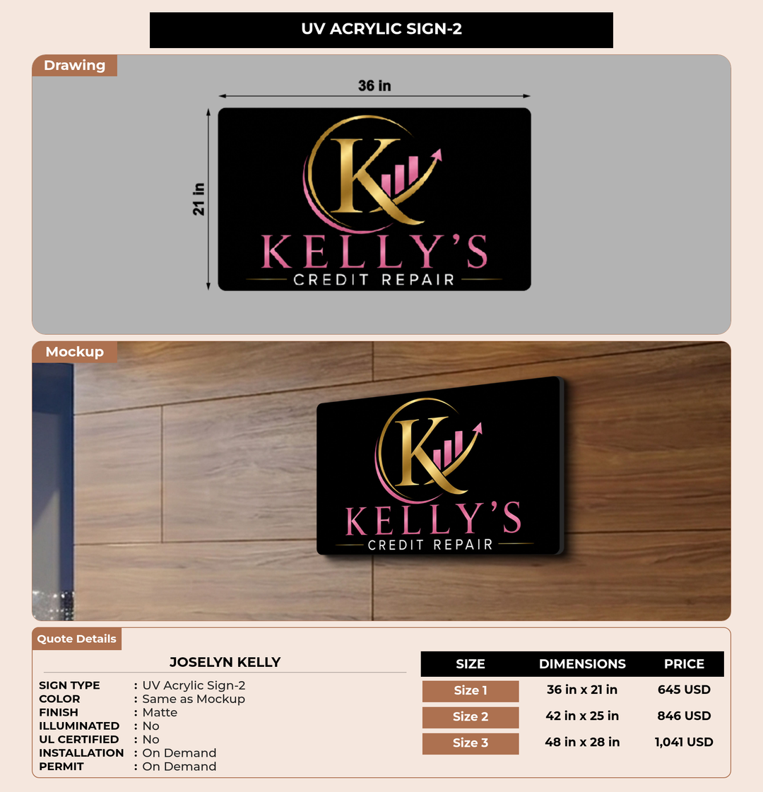 CUSTOM MOCKUP SIGN FOR Joselyn Kelly