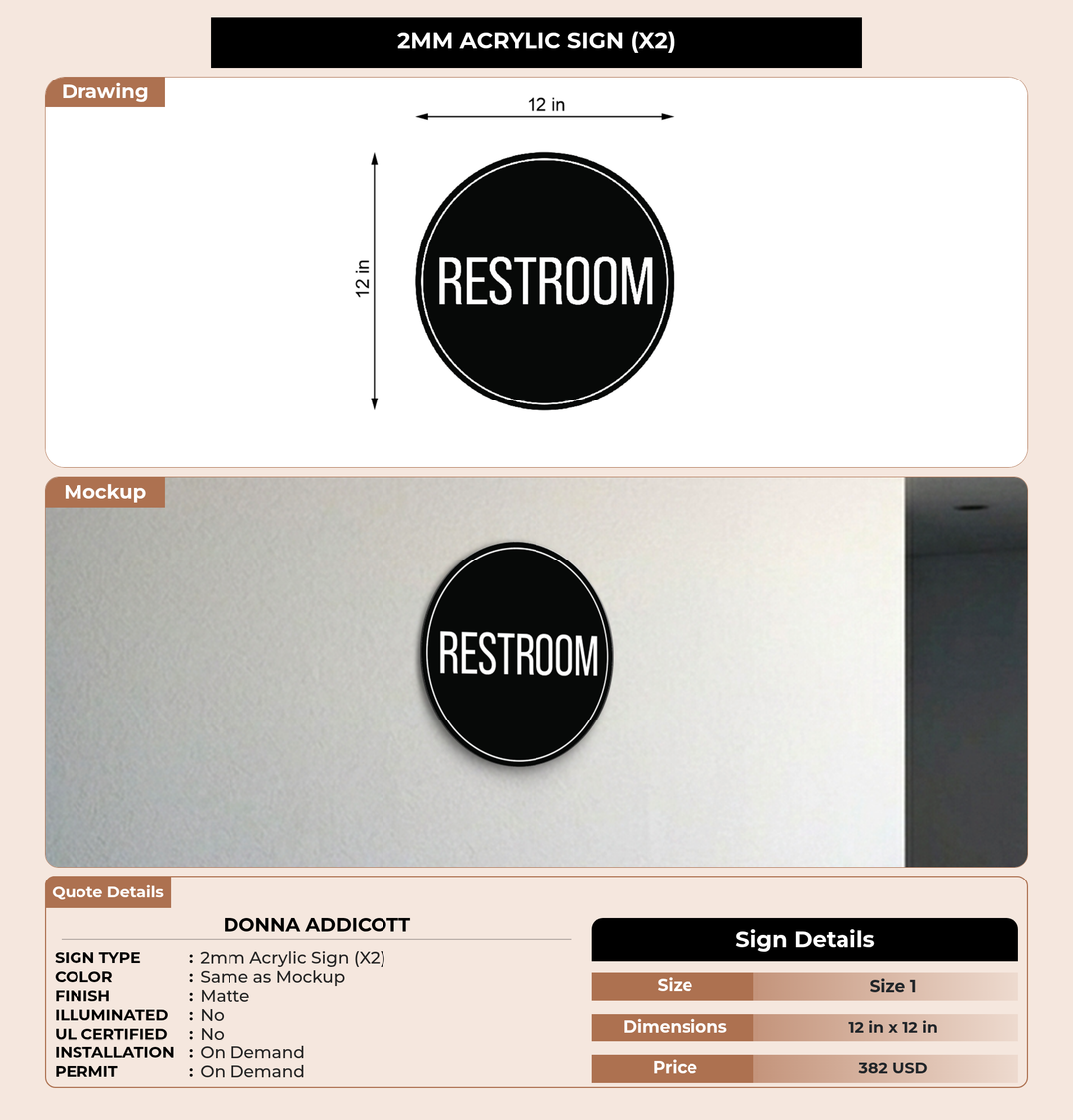 CUSTOM MOCKUP SIGN FOR Donna Addicott