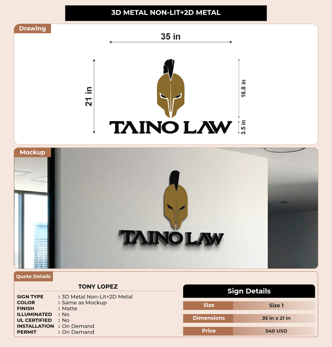 CUSTOM MOCKUP SIGN FOR Tony Lopez