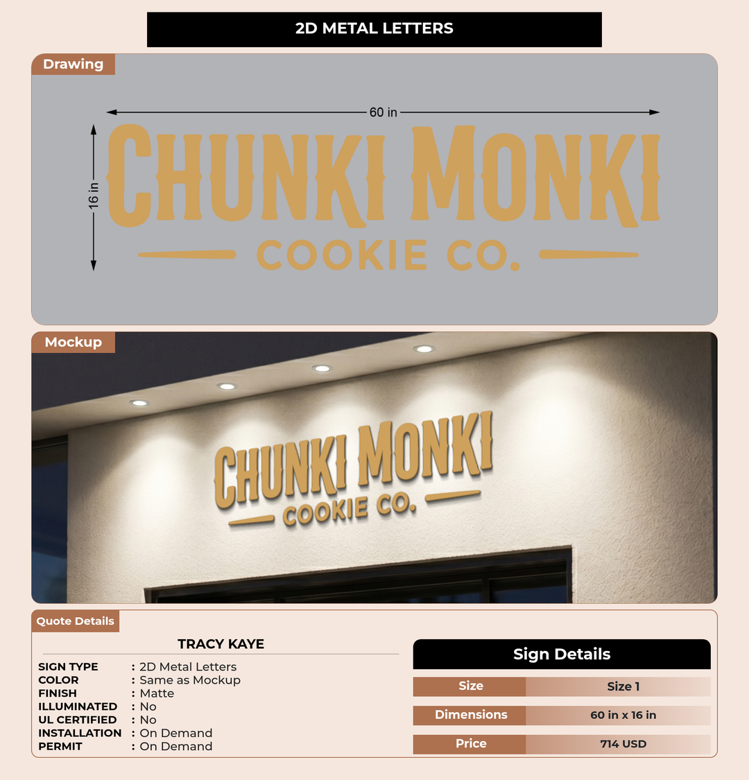 CUSTOM MOCKUP SIGN FOR Tracy Kaye