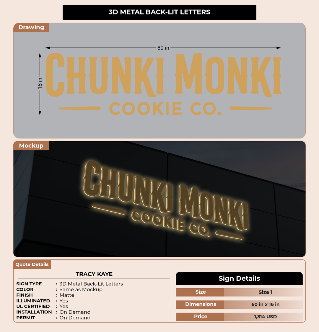 CUSTOM MOCKUP SIGN FOR Tracy Kaye