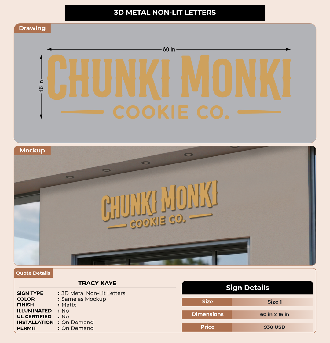 CUSTOM MOCKUP SIGN FOR Tracy Kaye