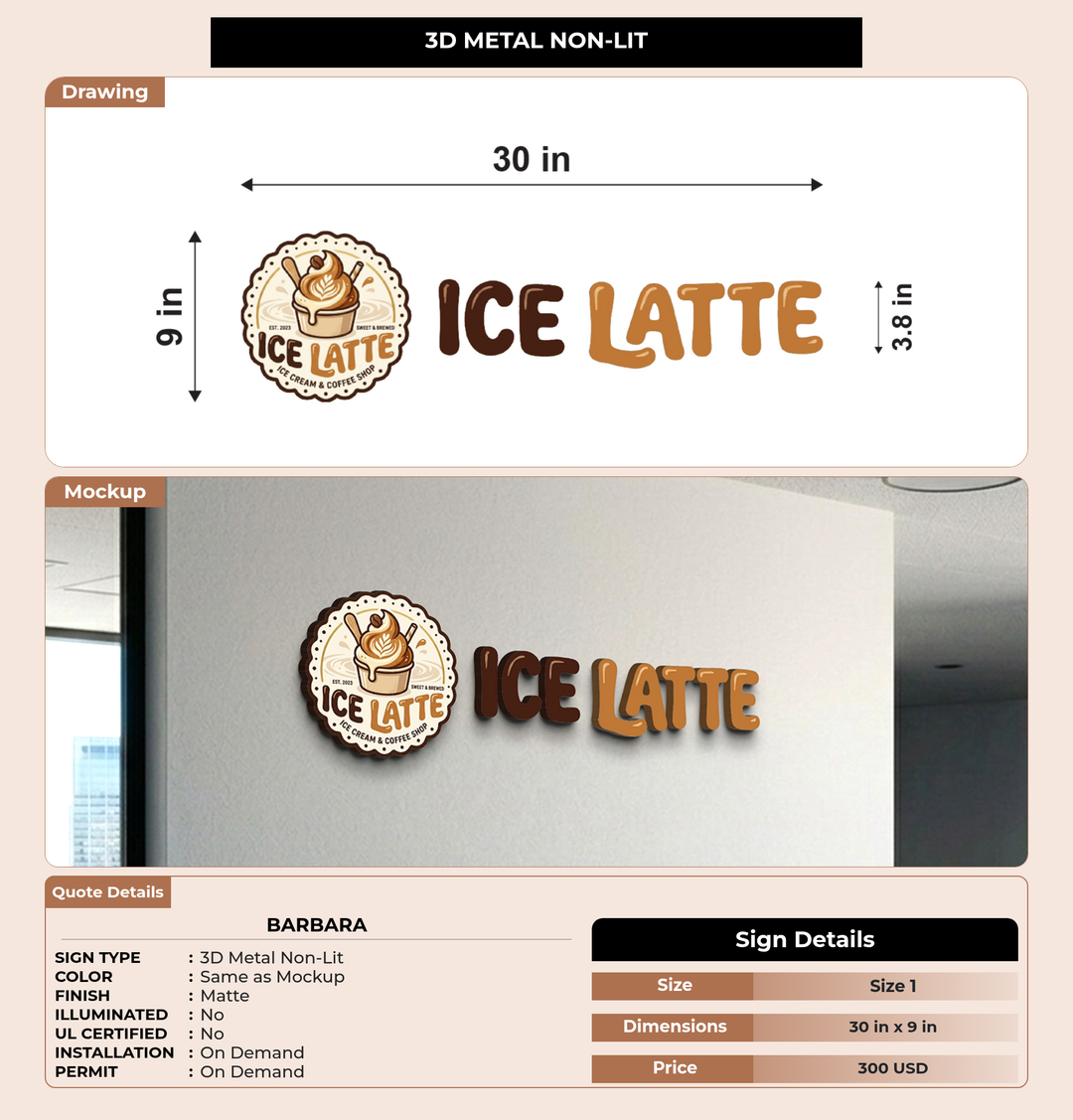 CUSTOM MOCKUP SIGN FOR Barbara