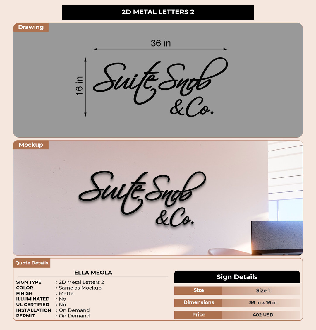 CUSTOM MOCKUP SIGN FOR Ella Meola