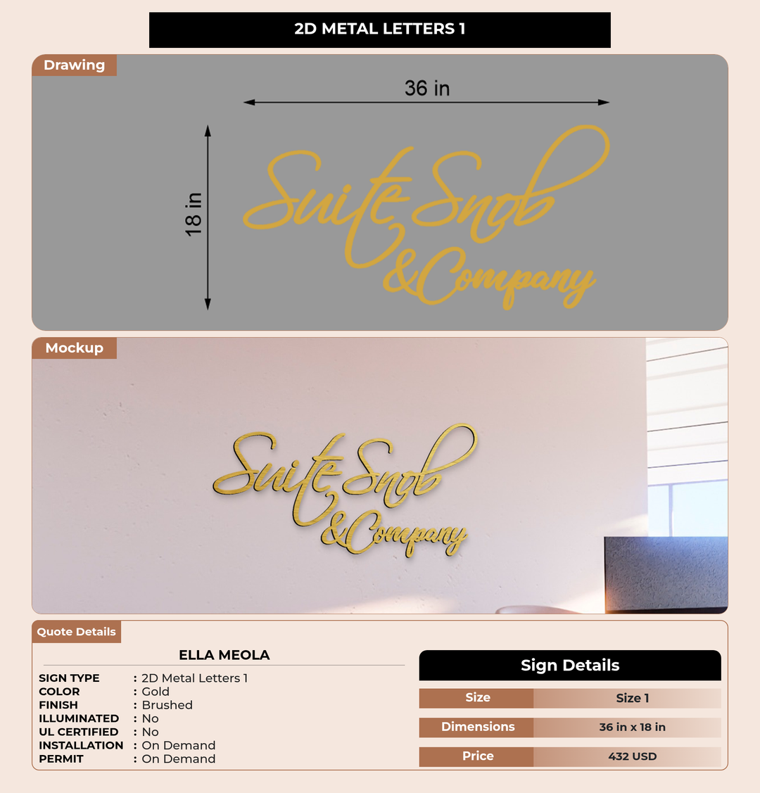 CUSTOM MOCKUP SIGN FOR Ella Meola