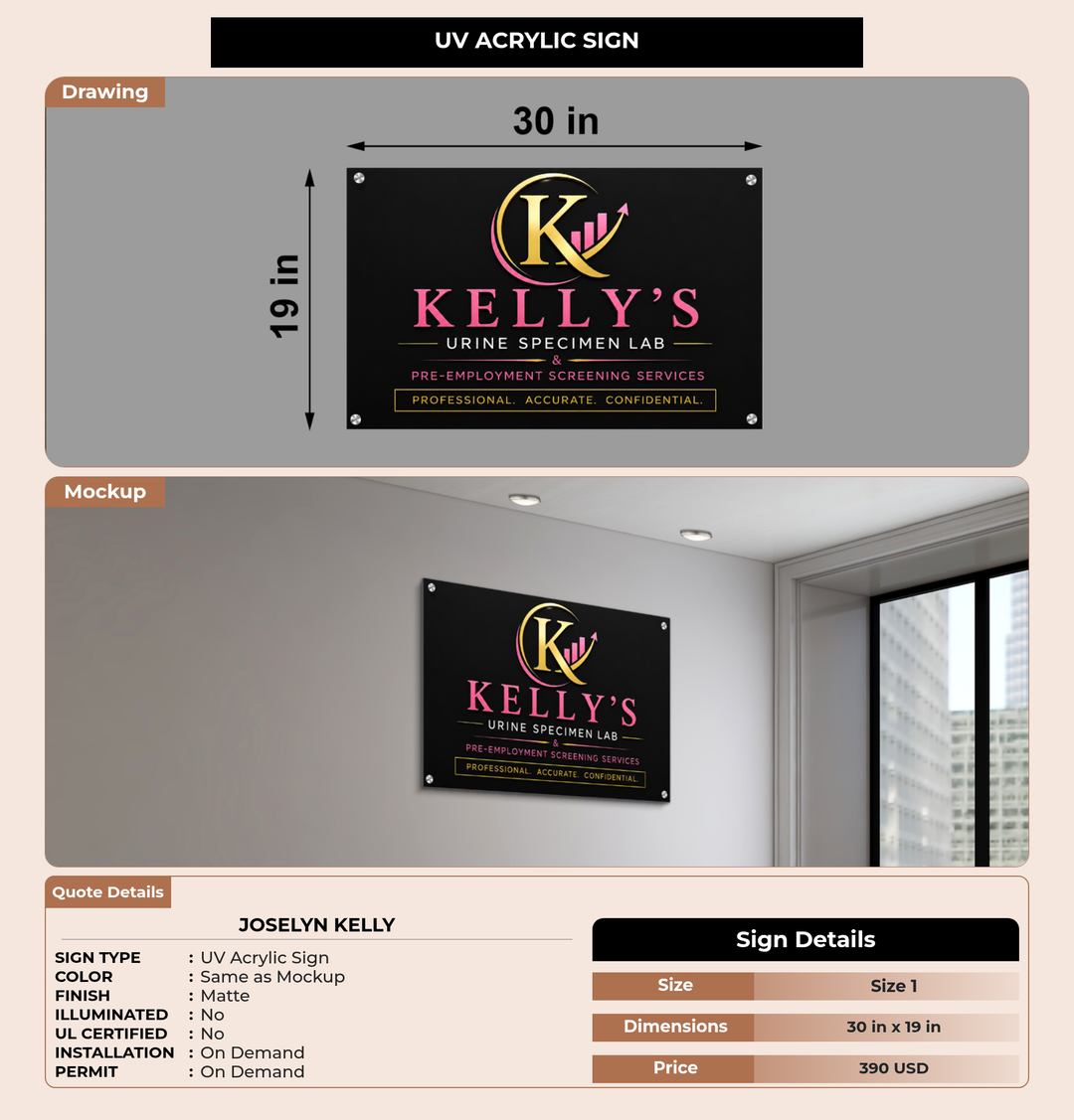 CUSTOM MOCKUP SIGN FOR Joselyn Kelly