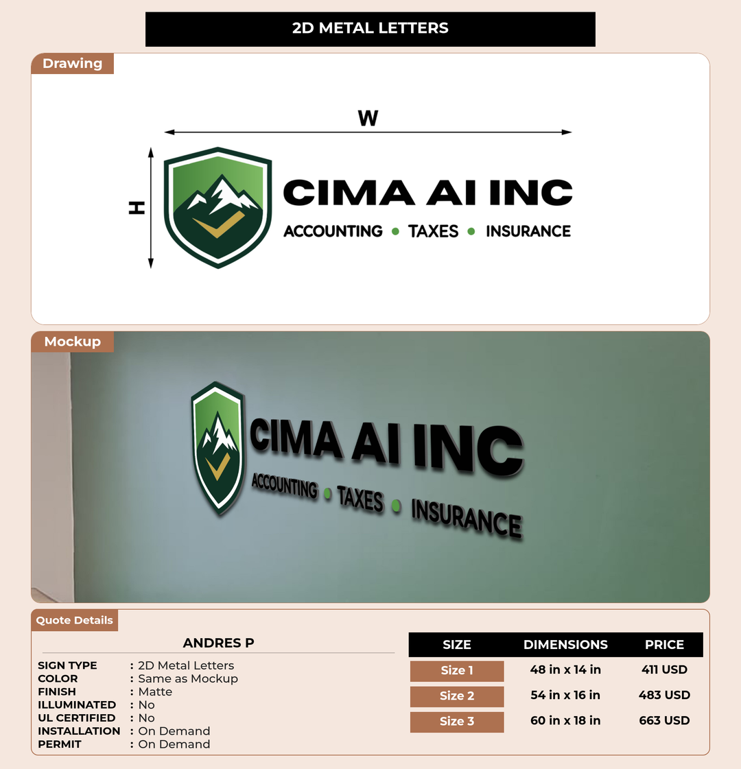 CUSTOM MOCKUP SIGN FOR Andres P