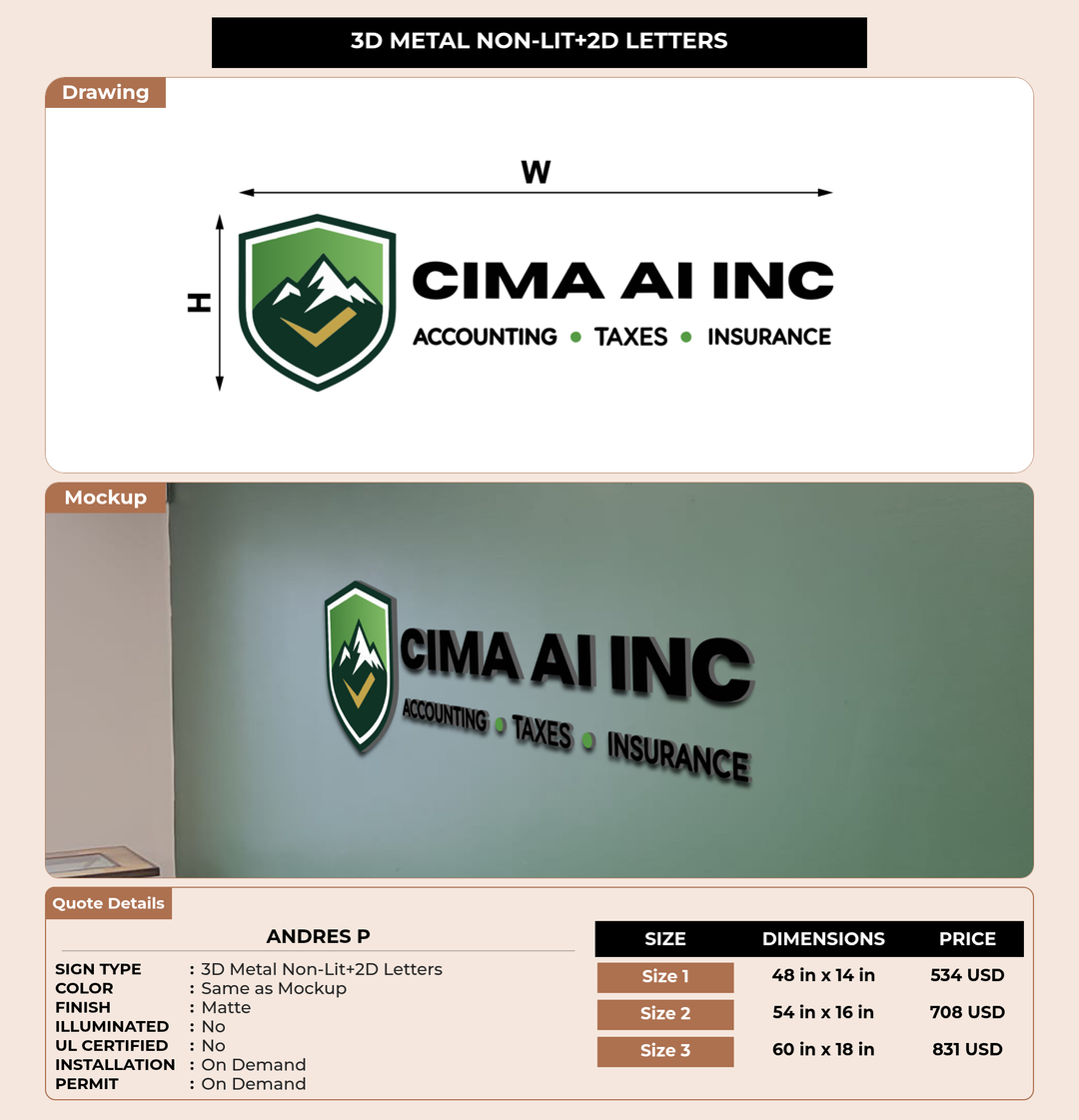 CUSTOM MOCKUP SIGN FOR Andres P