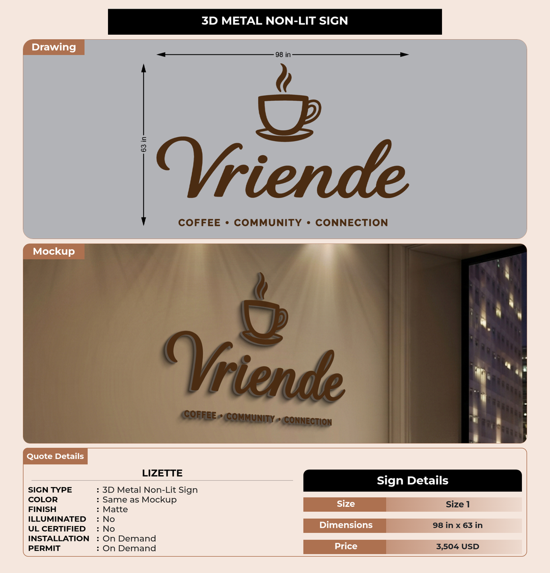 CUSTOM MOCKUP SIGN FOR Lizette
