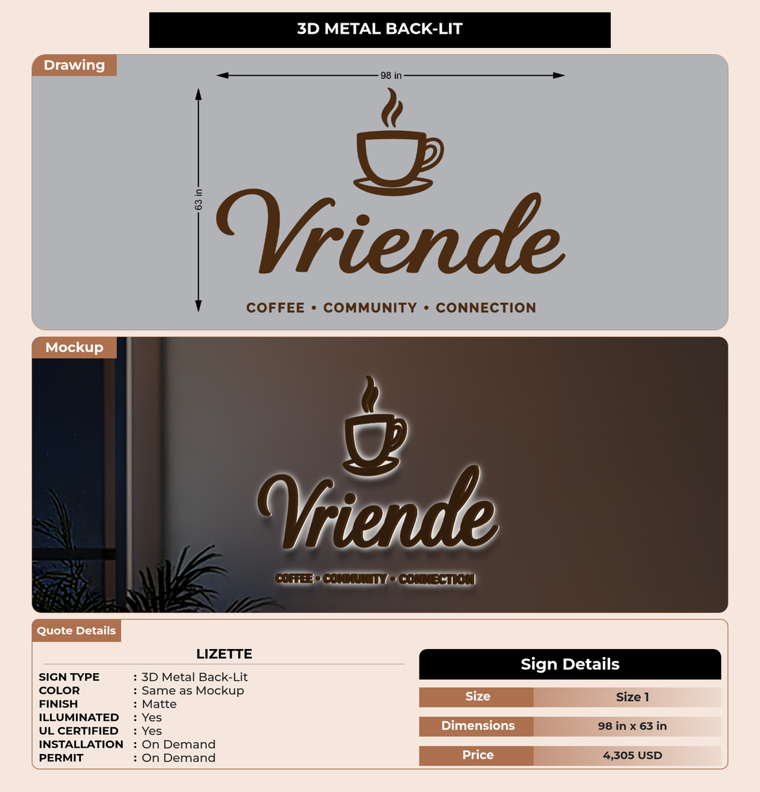 CUSTOM MOCKUP SIGN FOR Lizette